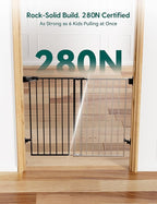 Babelio Baby Gate for Stairs, Kitchen & Doorways, No Bottom Bar| Easy Installation| One-Handed Operation| Auto-Close| Hardware Mount (Drill Needed) Safety Dog Gate (Black - B17, 29-49" W, 28" H)