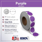 Kenco Color Coding Circle Dot Sticker Labels on a roll (Purple, 1 INCH 1000 Stickers)