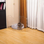 Clear Acrylic Freestanding Dog Gates for The House – Folding 3-Panel Pet Gates for Doorways, Indoor Stairs, and Hallways, Transparent Barrier for Dogs, Puppies, and Cats