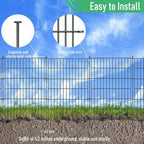 10 Panels Garden Fence Dog Fence Outdoor for Yard,40in H x 23.6ft L Rustproof Metal Fencing with Ground Stakes|No Dig Temporary Animal Proof Containment for Pets/Rabbits|Durable Patio Security Panels