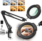 10X Magnifying Glass with Light and Clamp, 5 Color Stepless Dimmable Modes 84 LEDs Magnifier with Light Hands Free for Reading Sewing Crafts Repair and Close Work (10X Clamp)