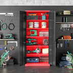 SISESOL Wide & Deep Metal Storage Cabinet with 6 Shelves,72" Tall Red Garage Storage Cabinet with Lock,Metal Cabinets with Locking Doors,Lockable Steel Cabinets for Home,Office,Shop,Garage,72x36x18