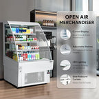 Wilprep 39"" Vertical Open Air Merchandiser with Curved Display & 13.4 cu. ft. Volume, Silver