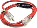 6 ft - 14 Gauge Extension Cord Outdoor - Made in USA - Lighted on Both Ends - Red Outdoor Extension_Cord Waterproof by Anthem Cable - Heavy Duty ExtensionCord 6 ft 15 Amp Extension