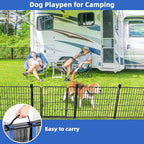 ADAVIN 24 in(H) Garden Fence with Gate, 4 Panels Total 9.8 Ft(L), Heavy Duty Iron Metal Animal Barrier Fence, Camping Fence, No Dig Garden Border Fencing for Yard