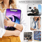 Clipboard with Storage,Office Supplies Nursing Clipboards Folder with Pen Holder Plastic Storage ClipBoard Foldable for Teacher Nurse,Purple Dragon
