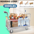 4-in-1 Platform Truck Cart with Cage, Multi-Purpose Heavy Duty Steel Flatbed Cart with 2200lbs Capacity Platform Hand Truck 6" Wheels Push Cart Dolly for Groceries, Garage, Warehouse (41“L x 24" W)