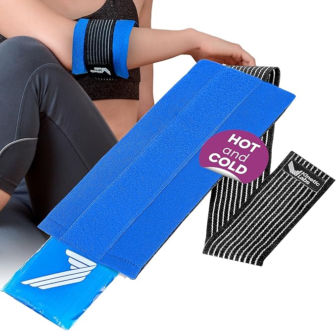 Ice Pack Wrap with Elastic Strap by Kinetic Labs - Hot Cold Gel Pack for Injuries - Reusable Ice Pack for Neck Foot Ankle Head Wrist Leg Shoulder Arm Thigh Knee Surgery (Regular)