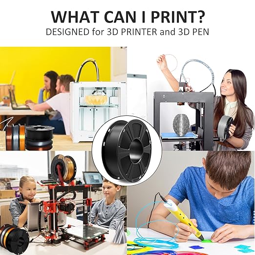GEEETECH 6KG 3D Printer Filament Bundle - Black PLA Filament 1.75mm ±0.02mm (6 Spools, 1KG Each) - High Precision, Low Warping, 3D Printing Filament Fits Most FDM 3D Printers
