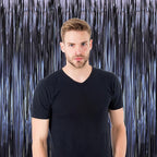 3 Pack 3.3 x 8.2 ft Matte Blue Foil Fringe Curtains, Dark Blue Tinsel Streamers Batman Party Decorations, Fringe Backdrop, Door Shimmer for Graduation, Birthday Backdrop for Men or Boy