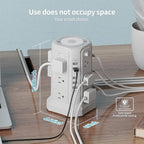 Surge Protector Power Strip Tower with 5 USB Ports and Night Light, 10FT Extension Cord with 12 AC Multiple Outlets, PASSUS Power Tower, Overload Protection for Home Office Dorm Room (2PC-White)