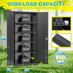 Pataku 71'' Metal Storage Cabinet, Garage Storage Cabinet with 2 Doors and 4 Adjustable Shelves, Steel Lockable Storage Cabinet, Black File Cabinets for Home, Office, Warehouse