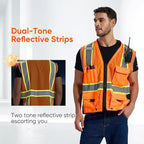 SRsafety High Visibility Vest, Security Vest with 9 Pockets,Mesh Safety Vest for Construction Workers Sanitation Workers