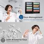 ORIENTOOLS Key Box Steel Key Safe Cabinet, Wall Mount Key Holder Lock Box with Key Tags, Key Organizer Ideal for Home, Hotels, Valets and Office Key Storage (64 Keys, Black)