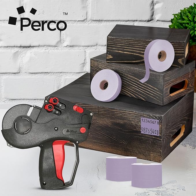 Perco Lavender Pricing Labels for Monarch 1136 Price Gun - Case of 8 Sleeves, 64 Rolls Value Pack - 112,000 Price Marking Labels - with Ink Rolls Included