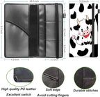 Car Registration and Insurance Holder,Leather Vehicle Glove Box Organizer Wallet for Document,Perfect for any Car,Truck,Motorcycle,Driver License,Trailer or Boat,Men & Women,Black White Milk Cow