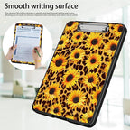 Clipboard with Storage,Office Supplies Nursing Clipboards Folder with Pen Holder Plastic Foldable Clip Board with Storage for Nurse Teacher,Sunflower Leopard Print