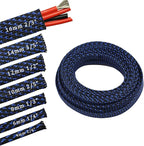 30ft PET Expandable Sleeving Wire Cable Sleeve (1/2", Blue&Black)