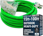 25 ft Outdoor Extension Cord Waterproof - 14 Gauge Heavy Duty Extension Cord 25 ft - Lighted Outdoor Extension Cords with Multiple Outlets - Watts Wire - 25' Grounded - extensiones electricas
