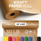 IDL Packaging Brown Kraft Paper Roll 36" x 2160" (180 feet), 30lb Thickness - USA-Made Brown Wrapping Paper for Packing, Moving, Shipping & Crafts/Arts - 100% Recycled Natural Craft Wrap Material