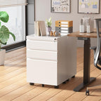 Superday File Cabinet 3 Drawer, Fully Assembled Metal Rolling Vertical Filing Cabinet with Wheels, Small Under Desk File Cabinets for Home Office (White)