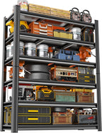 Storage Shelves, Garage Metal Shelving Unit 35"W x 18"D x 82"H, 6-Tier Adjustable, Double-Layer Column with Reinforced Ribs, Heavy-Duty, Capable of Bearing 3600 lbs for Garage, Warehouse, Kitchen