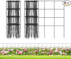 Decorative Garden Fence Border Rolls, Total 14 in x 40 ft 2 Pack Metal Folding Flat Wire Fencing for Yard, Black PVC Coated Outdoor Patio Landscape Flower Bed Edging