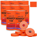 Perco Red Pricing Labels for Monarch 1136 Price Gun - Case of 8 Sleeves, 112,000 Pricemarking Labels Value Pack - with Bonus Ink Rolls Included