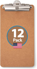 Officemate 5" x 9" Clipboard for Receipts, Low Profile Metal Clip & Pen Holder on Top, Memo Size for Restaurants, Hotels, Food Trucks, Bars, Schools, and Other Venues, 12 Clipboards (83156)