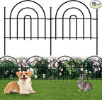 Decorative Garden Fence, 15 Panels No Dig Fence 21.25ft(L) x13in(H) Animal Barrier for Dog Rabbit, Arched Flower Bed Wire Border Rustproof Metal Panel Fencing for Yard Patio Outdoor Decor