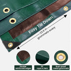 Tarp 10x12 Feet 16 Mil Heavy Duty Waterproof Tarp, Large Multipurpose Cover with Brass Grommets and Reinforced Edges, UV Resistant Thick Poly Tarps for Outdoor Camping Tent Pool Car, Green