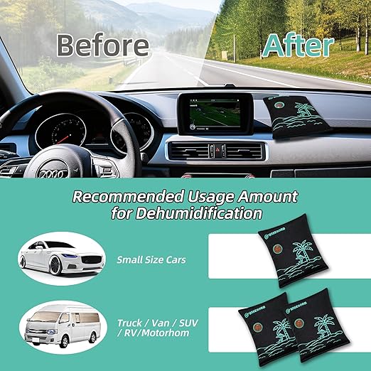 500g x 2pcs Rechargeable Desiccant Packs, Reusable Car Dehumidifier, Microwave Reactivated Silica Gel Packets Moisture Absorber with Color Indicating for Safe Closet Basement Garage