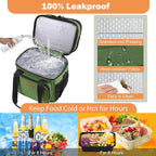 Expandable XLarge Lunch Box, Insulated Heavy Duty Lunch Bag Waterproof Leakproof Durable Cooler Bag for Men Women Adults Work Construction Camping Trip, 22L, Army Green