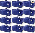 12 Pack Extra Heavy Duty Large Moving Bags with Strong Zipper & Carrying Handles, Sturdy Clothes Storage Bag Totes Bins, Packing Bags Moving Boxes College Moving Supplies, Dark Blue - 33 gal