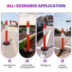46” Traffic Delineator Post Cones with Stable Carbon Steel Base and Reflective Bands, Channelizer Post Kit, Delineator Post for Road Safety and Event Management (3 Pack)