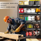 72" H Garage Shelving Heavy Duty Storage Shelves Adjustable Garage Shelves 5 Tier Metal Shelving Unit Utility Rack Shelf for Storage Kitchen Warehouse Pantry, Black (72 "H x 35.4 "W x 15.7" D)