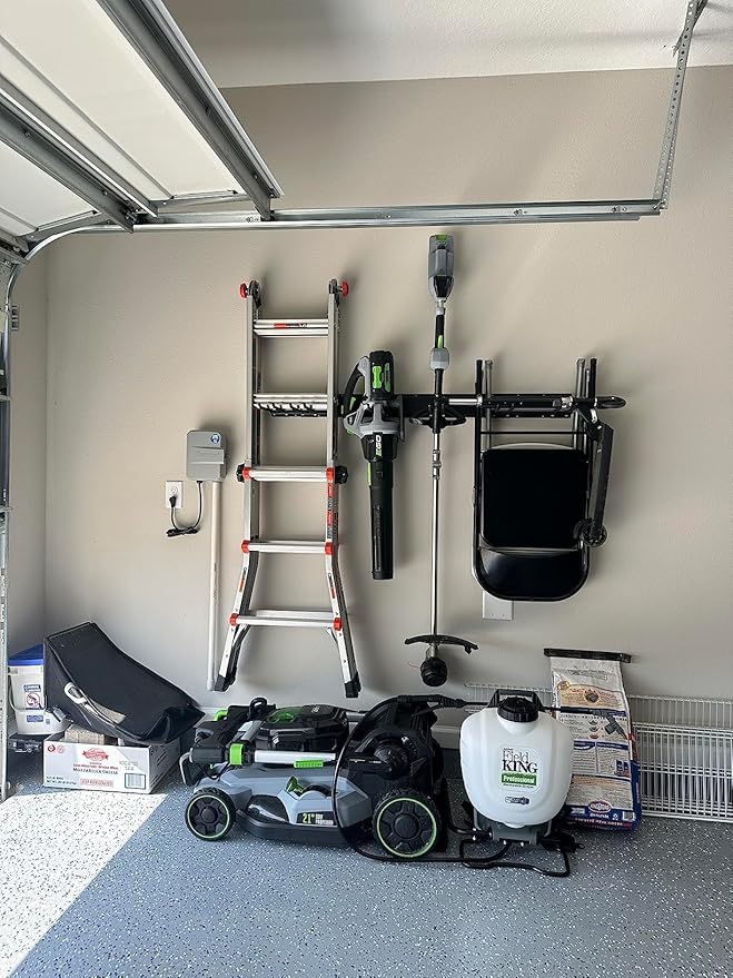 TIDYME Garage Tool Organizer Wall Mount - 48 inches - Sturdy Storage Rack with Adjustable Hooks, Anti-Rust - Easy Installation, 300lbs Capacity - Garden Tool Organizer (03 Racks & 06 Hooks)