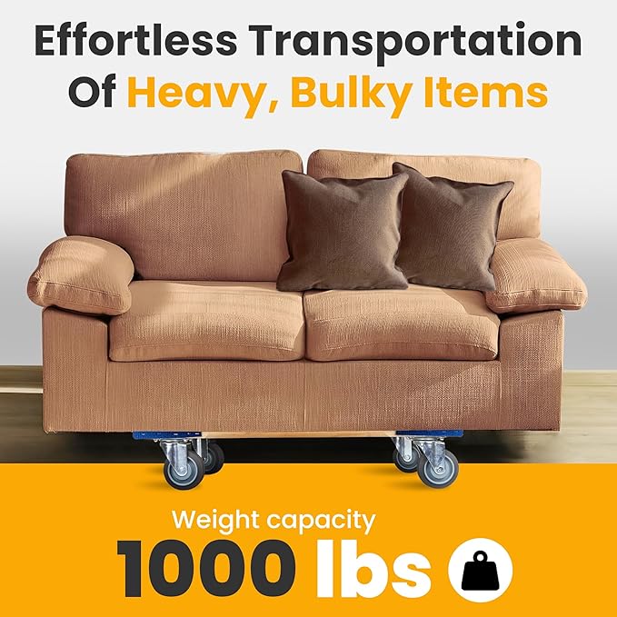 Heavy Duty Furniture Dolly Fully Assembled with Four Wheels- 30" x 18"- 900 Pound Capacity for Easy Moving and Transport