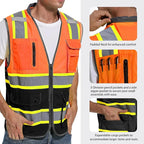Reflective Safety Vest for Men and Women - High Visibility Construction Vest - Dual Tone Reflective Strips