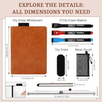 A5 Portable White Board Dry Erase Notebook, PU Leather Shell Double Sided Folding Whiteboards with 3 Pens, 8.4" x 6" Mini Dry Erase Board for Study, Meeting, Planning,doodling,Gift for Child