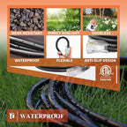 PLUGTUL 10 Gauge Extension Cord 25FT, Black Outdoor Extension Cord with Lighted End, Heavy Duty,15A 1875W SJTW, ETL Listed