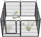 FXW Garden Fence Outdoor for The Yard – 32in(H) x 18.2ft(L) Heavy Duty Metal Animal Barrier for Dog and Rabbit, Decorative Dog Fence, 8 Panels, Black