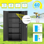 Pataku 71'' Metal Storage Cabinet, Garage Storage Cabinet with 2 Doors and 4 Adjustable Shelves, Steel Lockable Storage Cabinet, Black File Cabinets for Home, Office, Warehouse