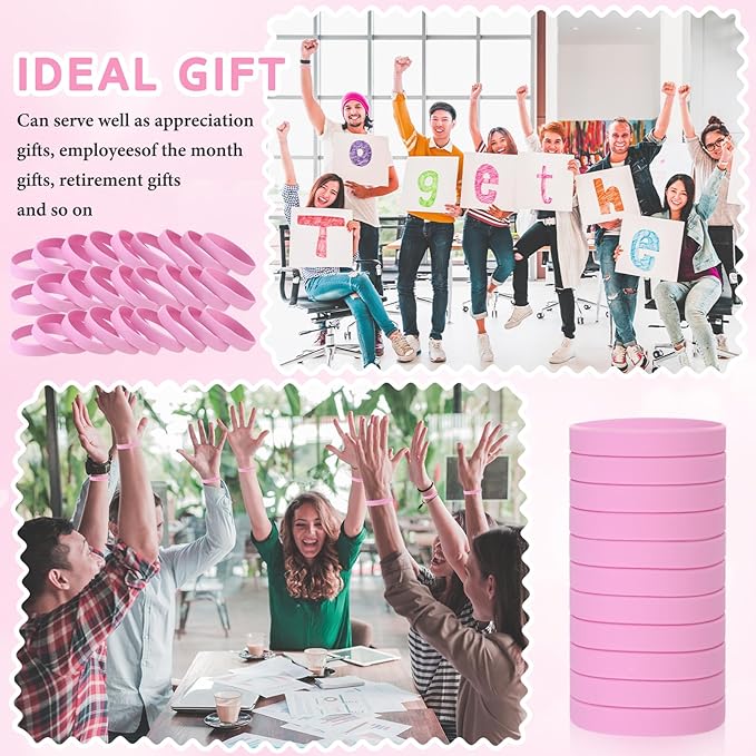 Liliful 100 Pcs Silicone Rubber Wristbands Rubber Wristband Bracelet Bands for Silicone Wristbands for Women Men(Pink)
