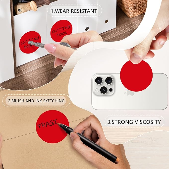 2 Inch Red Circle Stickers 500 Pcs,Permanent Color Coding Dots for Office,Home Organization, File Classification,Multipurpose Labels