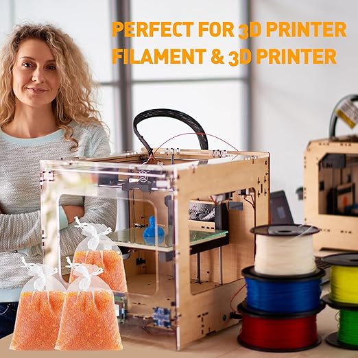 5 LBS Orange Indicating Silica Gel Desiccant Beads,(Industry Standard 3-5 mm) Rechargeable Silica Gel Beads for 3D Filament, Electronic Devices, Camera, Jewelry, Safe(15PCS Organza Bag)