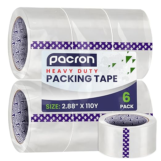 Clear Packing Tape - 6 Heavy-Duty Wrapping Tape - 110-Yard Length, 660 Total Yards 2.88-Inch Wide Strong Adhesive Rolls for Moving Boxes, Office Packaging, Storage Organization & Warehouse Shipping