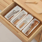 Drawer Organizers Set,Expandable Drawer Organizer Trays,Drawer Organizer Bins for Bedroom,Bathroom, Kitchen, Office (White,4pack)