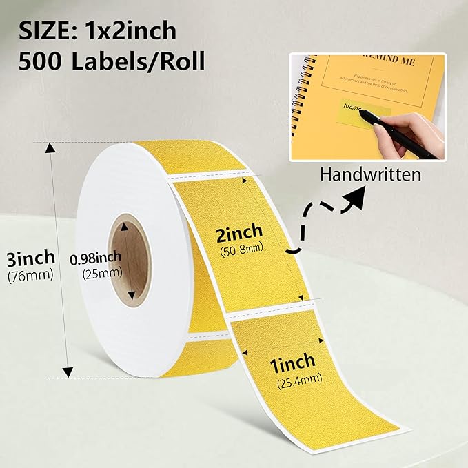 1x2 inch Label Stickers Roll for Thermal Printer 500PCS Colored Removable Freezer Labels Waterproof Blank Sticker Labels to Write on for Food Containers and Jars, Gold