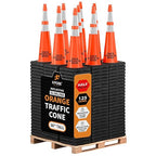 Xpose Safety 36 Inch Orange Slim Line Traffic Cones 6" & 4" Collar - Bulk Half Pallet 125 Pack - Multipurpose PVC Plastic Safety Cone for Parking, Soccer, Caution & Construction - DOT Approved
